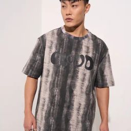 People By Pantaloons Grey Boxy Fit Tie - Dye T-Shirt-picture-10