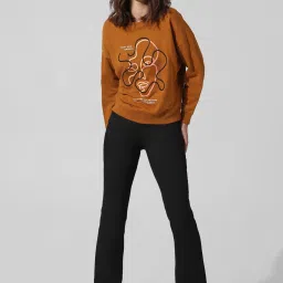 Only Brown Cotton Graphic Print Sweatshirt image 5