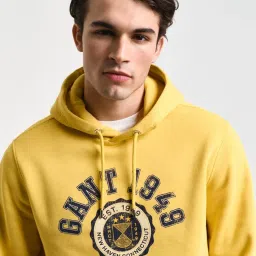 Gant Yellow Regular Fit Printed Hooded Sweatshirt image 5