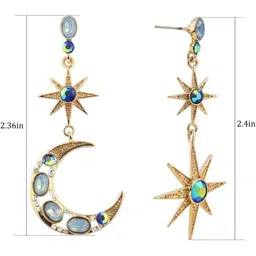 EL REGALO Artificial Stones Studded Crescent Shaped Mismatch Drop Earrings image 4