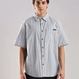 Calvin Klein Jeans Blue Cotton Relaxed Stripes Shirt-image-24
