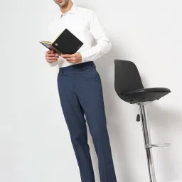 celio celio* Navy Slim Fit Flat Front Trousers image 5