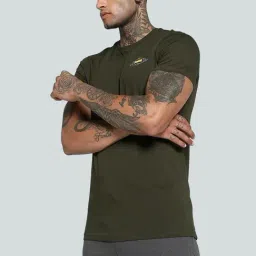 Puma Green Cotton Slim Fit Texture Sports T-Shirt-image-14