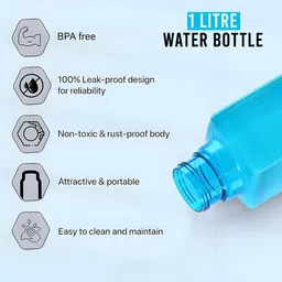 Kuber Industries Blue Set of 6 Plastic Solid Water Bottle image 5