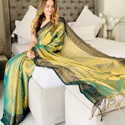 Anouk Woven Design Tissue Handloom Kasavu Saree image 5