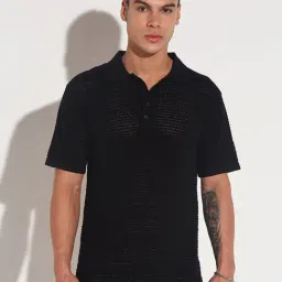 SHOWOFFFF Black Cotton Regular Fit Polo T-Shirt-picture-39