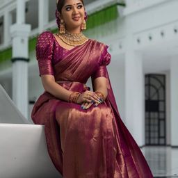 VILLE FASHION Woven Design Zari Art Silk Kanjeevaram Saree-picture-5