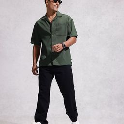 WROGN Oversized Fit Opaque Self Design Textured Casual Shirt-picture-11