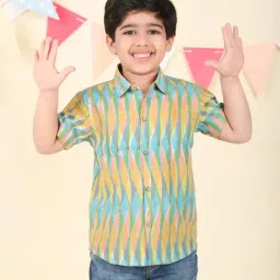 Fabindia Boys Blue Cotton Printed Shirt-picture-36