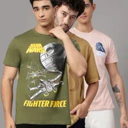 Free Authority Multicolor Regular Fit Star Wars Print T-Shirt - Pack of 3-image-4