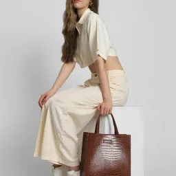 Forever 21 Brown Textured Handbag With Sling Handbag-image-25