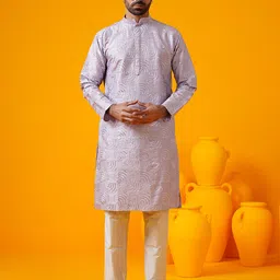 SOJANYA LUXE Men Embroidered Regular Mirror Work Kurta with Trousers-picture-6