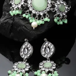Anouk Silver-Plated Stones-Studded & Beaded Jewellery Set-picture-29