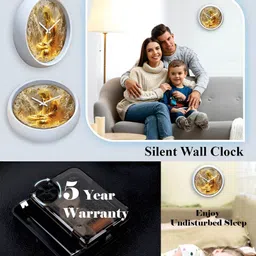 Aura Gold-Toned & White Contemporary Wall Clock image 4