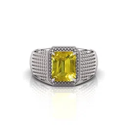 RRVGEM 10.00 KT Pukhraj Silver Plated Ring Adjustable Yellow Sapphire Ring image 2