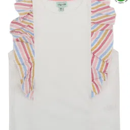 lilly + sid Lilly & Sid Short Frill Sleeves Top with Stripes - White-picture-17