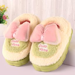 Oh! Pair Slip On Winter Wear Shoes With Bow Applique - Pink-picture-5