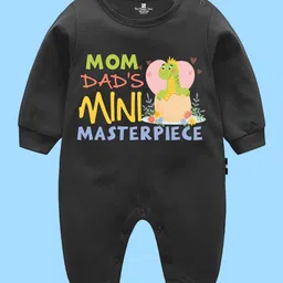 The Peppy Tend 100% Cotton Family Theme Full Sleeves Mom Dads Mini Masterpiece Text Printed Romper - Black-picture-19
