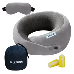 Billebon Premium Grey Elongated Contour Memory Foam Neck Pillow-picture-11