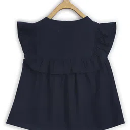 Chuppan Chupai Rayon Sleeveless Frill & Bow Applique Detailed Top - Navy Blue image 3