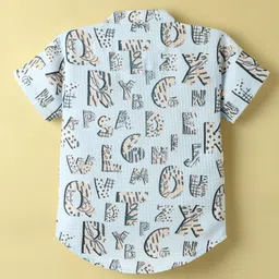 Dapper Dudes Half Sleeves Alphabets Printed Shirt - Sky Blue image 2