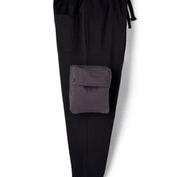 Pine Kids Cotton Knit Full Length Solid Colour Lounge Pant With Pocket - Black image 3