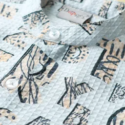 Dapper Dudes Half Sleeves Alphabets Printed Shirt - Sky Blue image 3