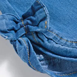 Mark & Mia Cotton Lycra Denim Full Length Washed Jeans With Bow Applique - Blue image 3