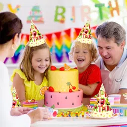 Zyozi Fruit Theme Birthday Party Hat Happy Birthday Cone Party Hats for Kids Multi Colour - Pack of 20 image 5