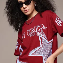 The Roadster Life Co. Oversized Fit Graphic Printed Pure Cotton T-shirt-image-8
