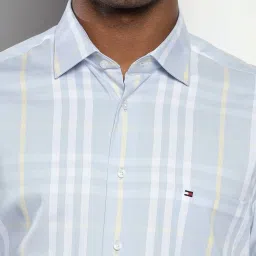 Tommy Hilfiger Breezy Blue Cotton Regular Fit Checks Shirt image 5