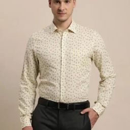 Turtle Beige Cotton Slim Fit Printed Shirt-picture-11