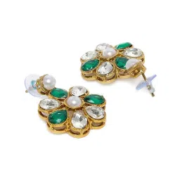 Zaveri Pearls Multistrand Green Beads & Stones Traditional Choker Necklace & Earring Set-ZPFK9966 image 5