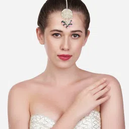 Zaveri Pearls Set of 3 Multicolor Beads Traditional Kundan Maangtikka-ZPFK14536 image 5