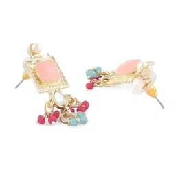 Zaveri Pearls Multicolor Stones Beads Choker Necklace Earring & Ring Set-ZPFK15869 image 5