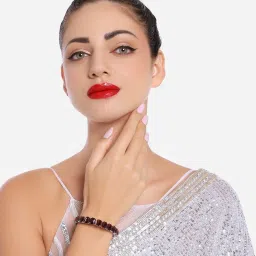 Zaveri Pearls Set of 2 Black & Wine Artificial Stones Embellished Bracelets Set-ZPFK16840 image 5