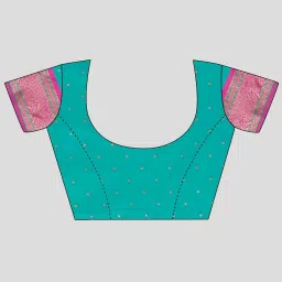 JUST FASHION Blue & Pink Zari Work Saree With Unstitched Blouse image 5