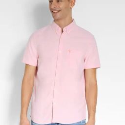 American Eagle Pink Cotton Regular fit Solid Shirt-picture-6