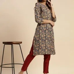 Rangita Pink & Navy Floral Print Straight Kurta - Pack OF 2 image 5