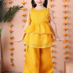 Neudis Girls Yellow Stripes Kurta Set image 5