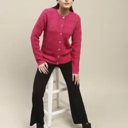 MADAME Pink Self Pattern Cardigan image 5