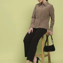 MADAME Brown Embellished Shirt image 5