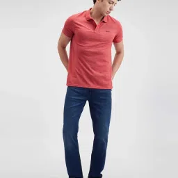 Pepe Jeans Dark Red Regular Fit Self Pattern Polo T-Shirt image 5