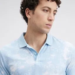 Pepe Jeans Sky Blue Cotton Regular Fit Printed Polo T-Shirt image 5