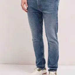 The Bear House Blue Cotton Slim Fit Solid Jeans-image-18