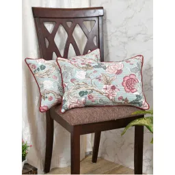 The Home Story Cushion Covers 12 x 18 Inches Pink and Maroon Flowers (Set of 2)-image-73