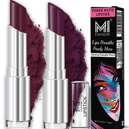 MI FASHION Set Of 2 Creamy Matte Bullet Lipstick - 3.5 g Each - Maroon Glaze - Wine-picture-12