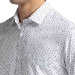 ColorPlus Grey Pure Cotton Tailored Fit Printed Shirt image 5
