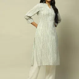Rangriti White Printed Straight Kurta image 5