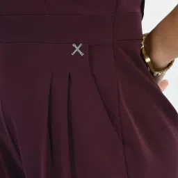 Exude Maroon Plain Jumpsuit image 5